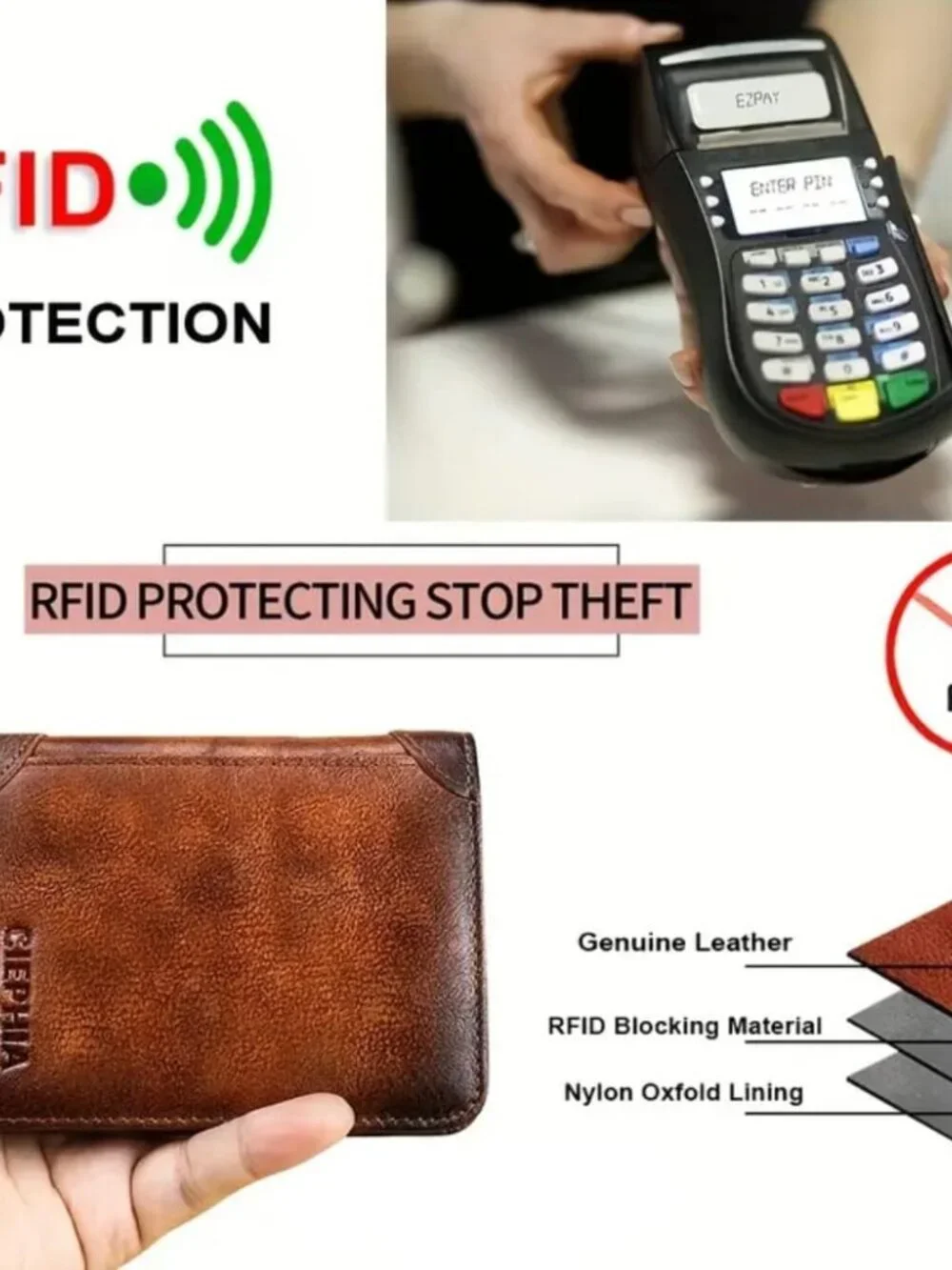 NEW Genuine Leather Wallet Slim Short Multifunction Retro Credit Card Holder